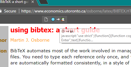 Screenshot of popup window to copy the biblatex entry