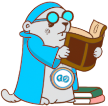 lightblue gopher dressed as medieval librarian