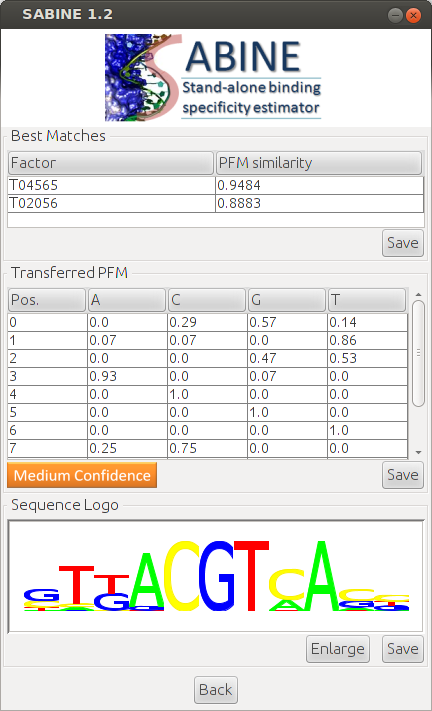 SABINE result view