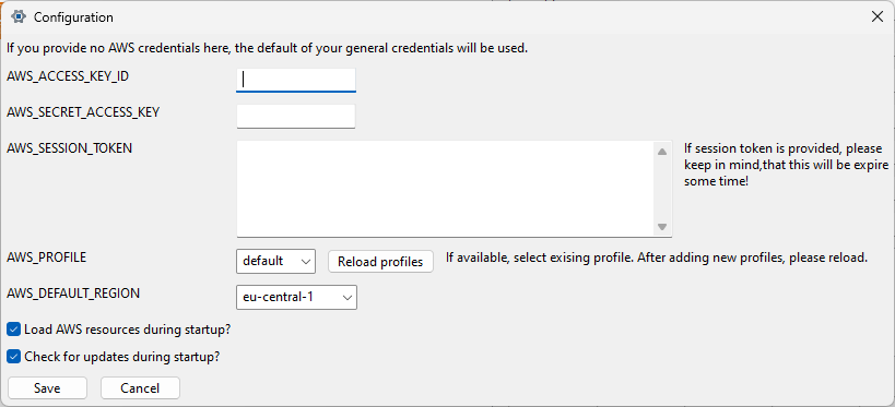 AWS Manager - Configuration