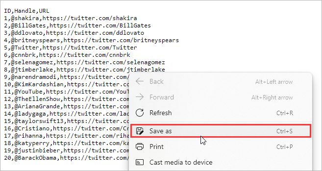 CSV Save as