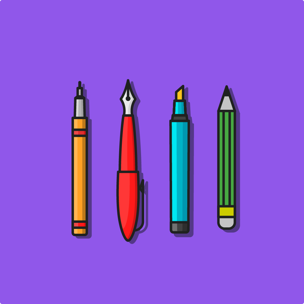 image showing 4 versions of pen /pencil