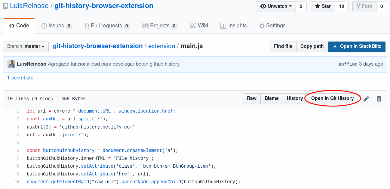 Git History Browser Extension