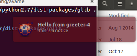 Avame notification on Ubuntu