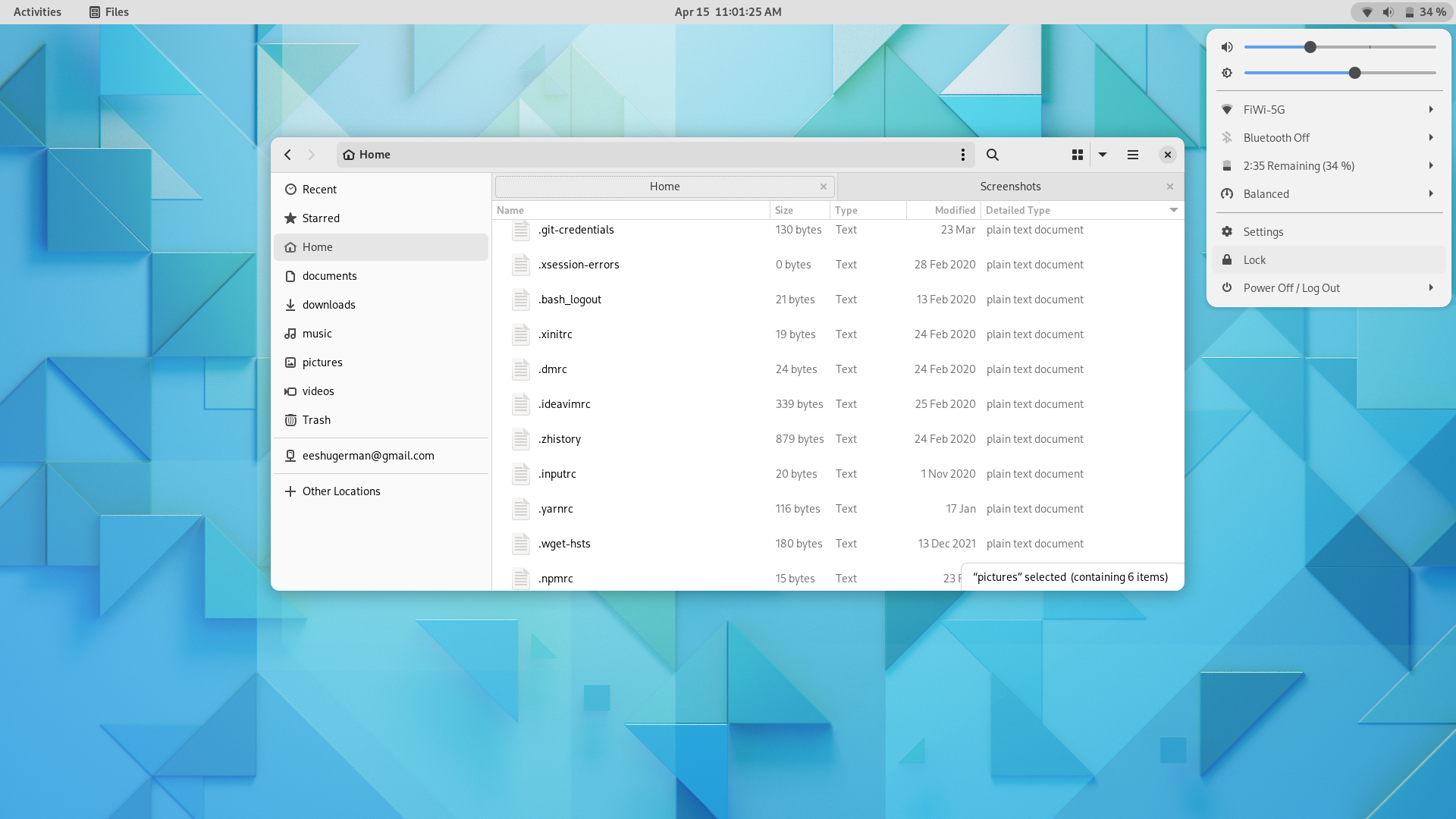 Screenshot of a workspace with popover