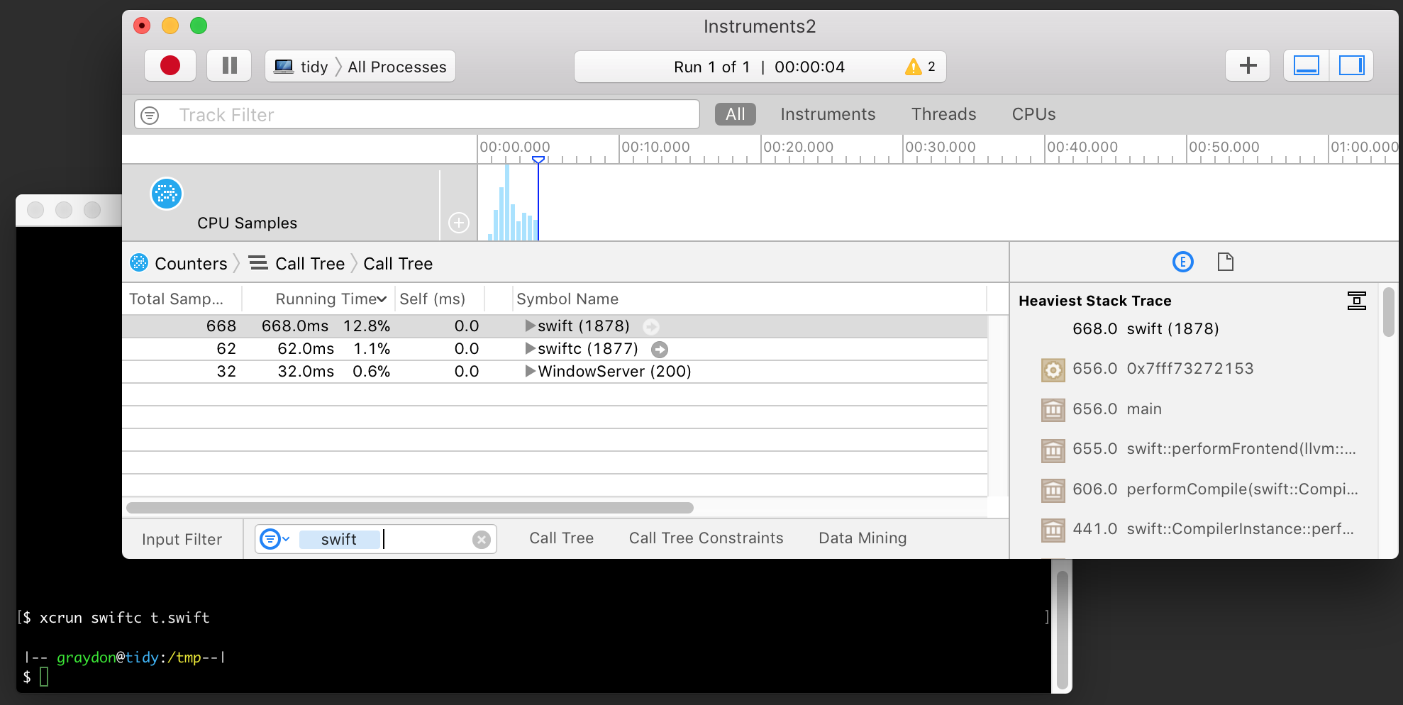 Instruments Profile with terminal