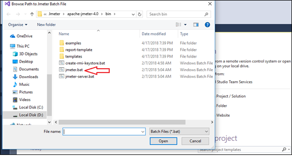 Browse For JMeter Batch file