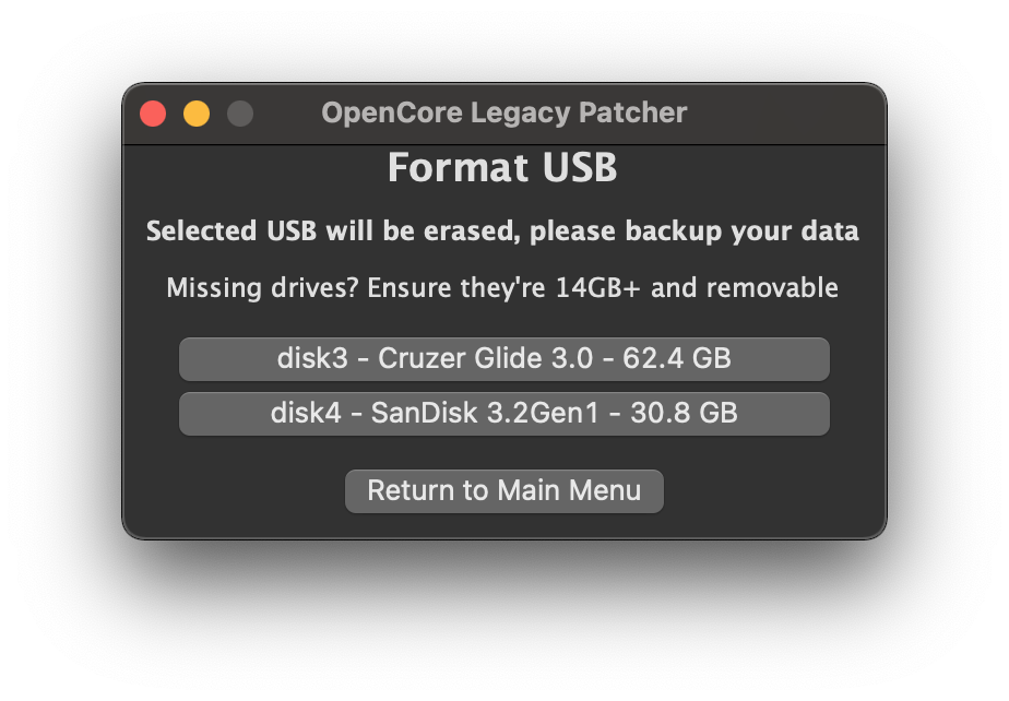 Select disk to format