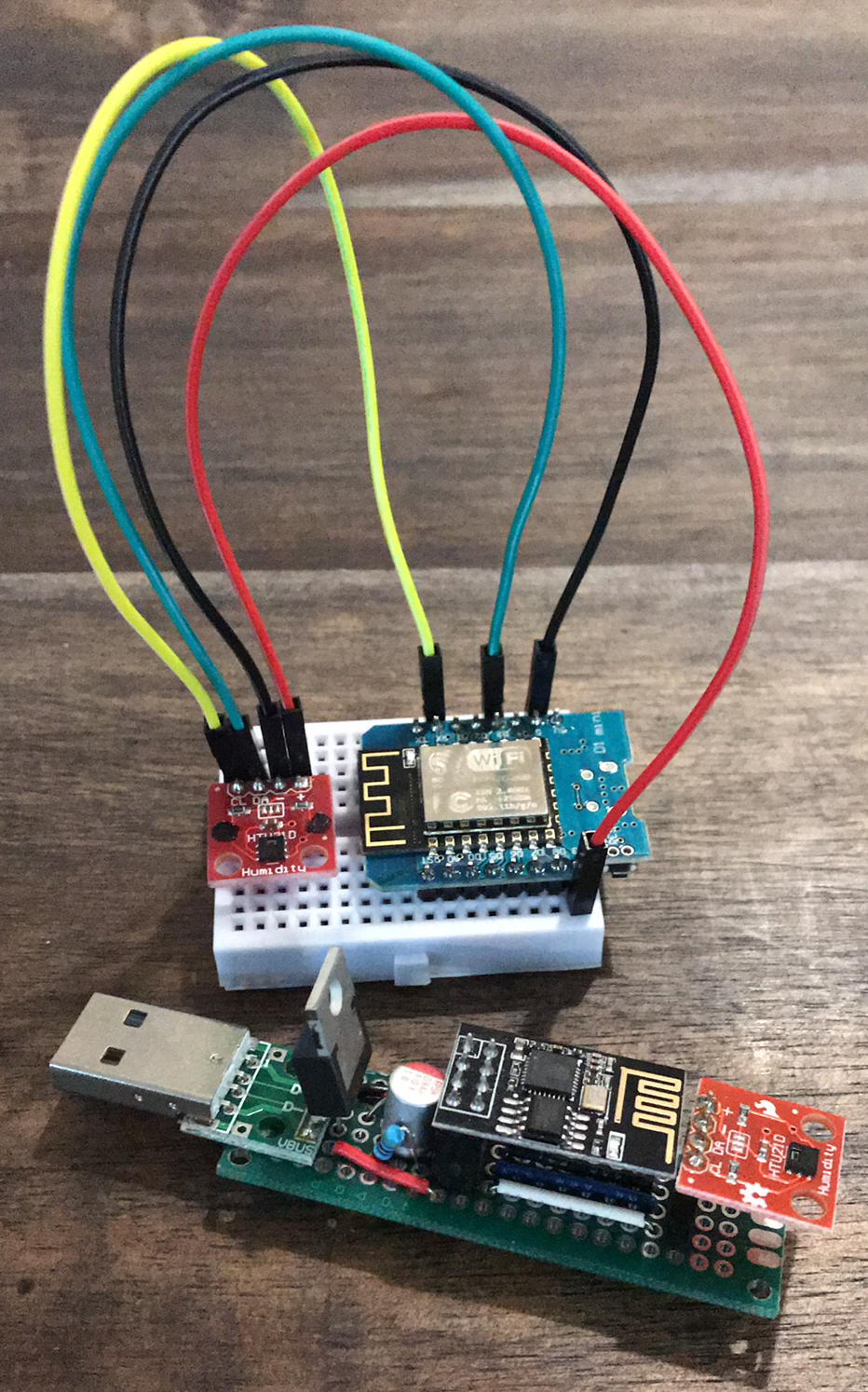 ESP8266 devices with HTU21D chip thermometers