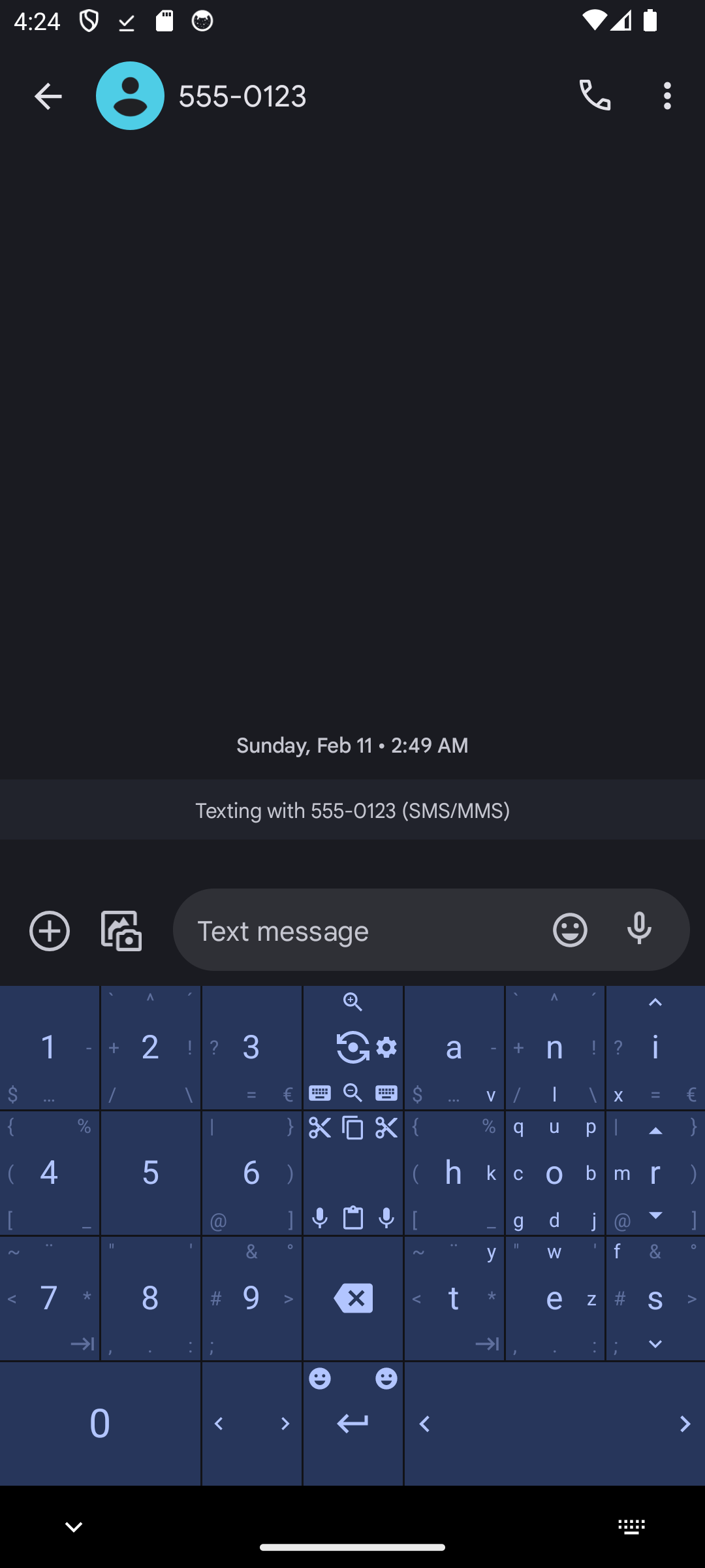 Screenshot of the keyboard in use