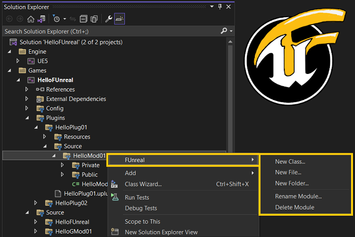 FUnreal context menu example