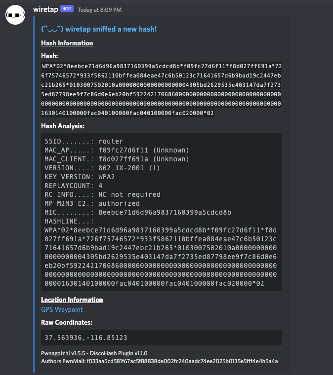 DiscoHash Discord message