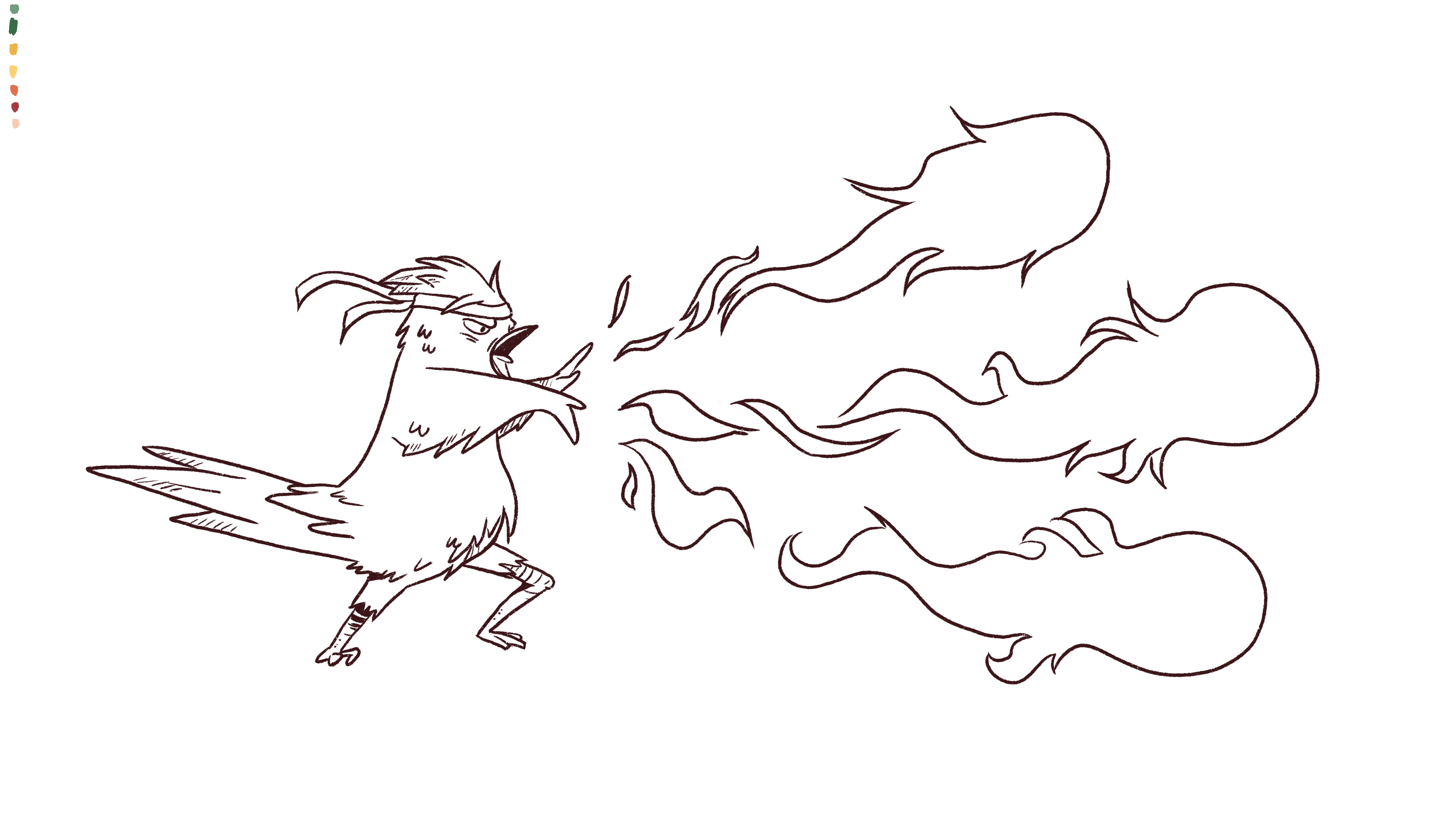 Bird throwing fireballs