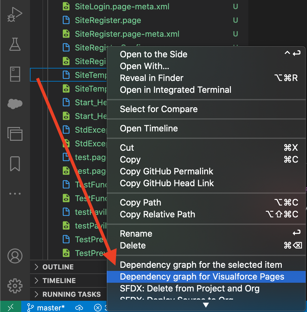 Dependency graph from the right click context menu