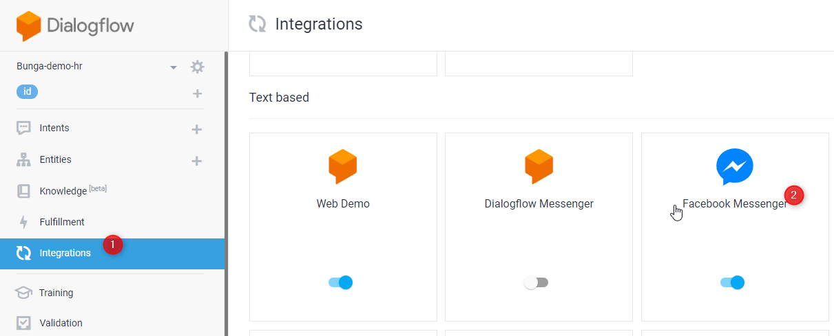 Dialogflow Facebook Integration