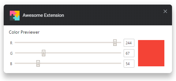 Sample extension options output