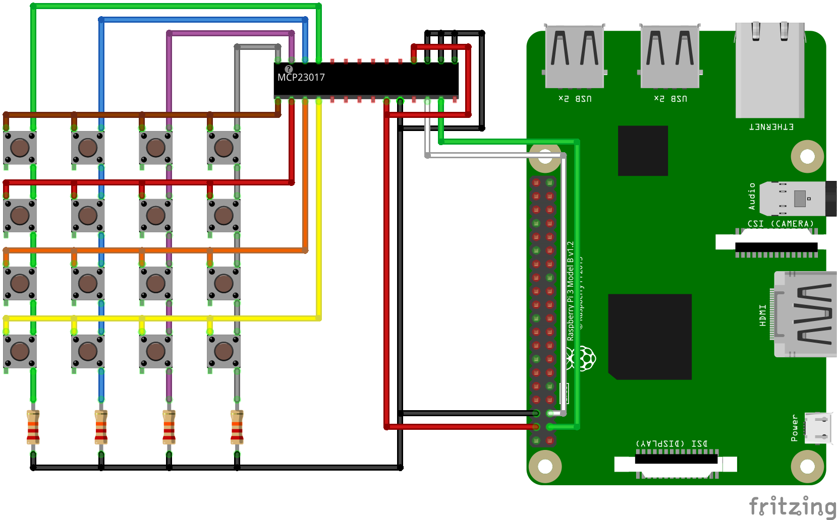 Connection using a MCP23017