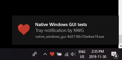 tray notification