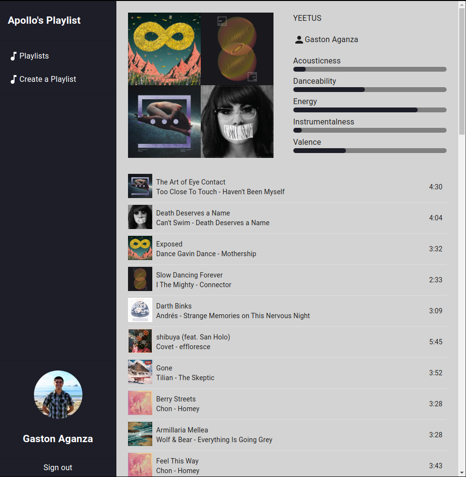 Detailed playlist view screenshot