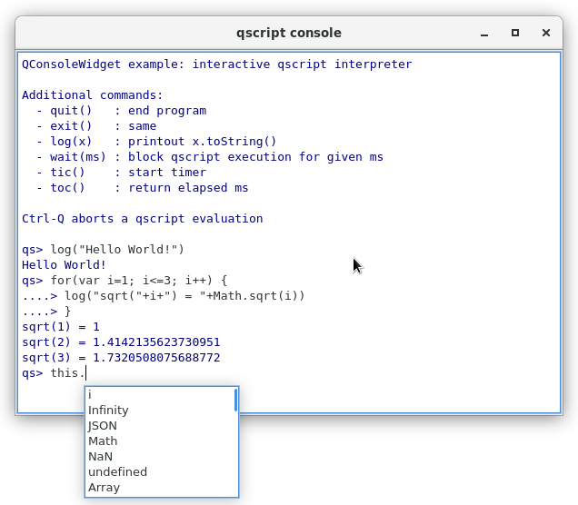 QConsoleWidget example