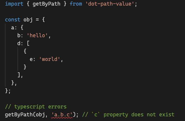 Safely get deep nested properties using dot notation.