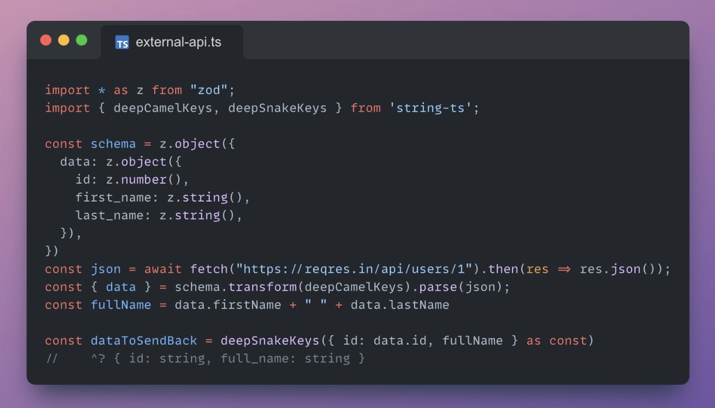 string-ts and zod example