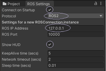 ROS Settings Panel with appropriate settings