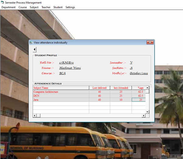 Individual attendance Page Image