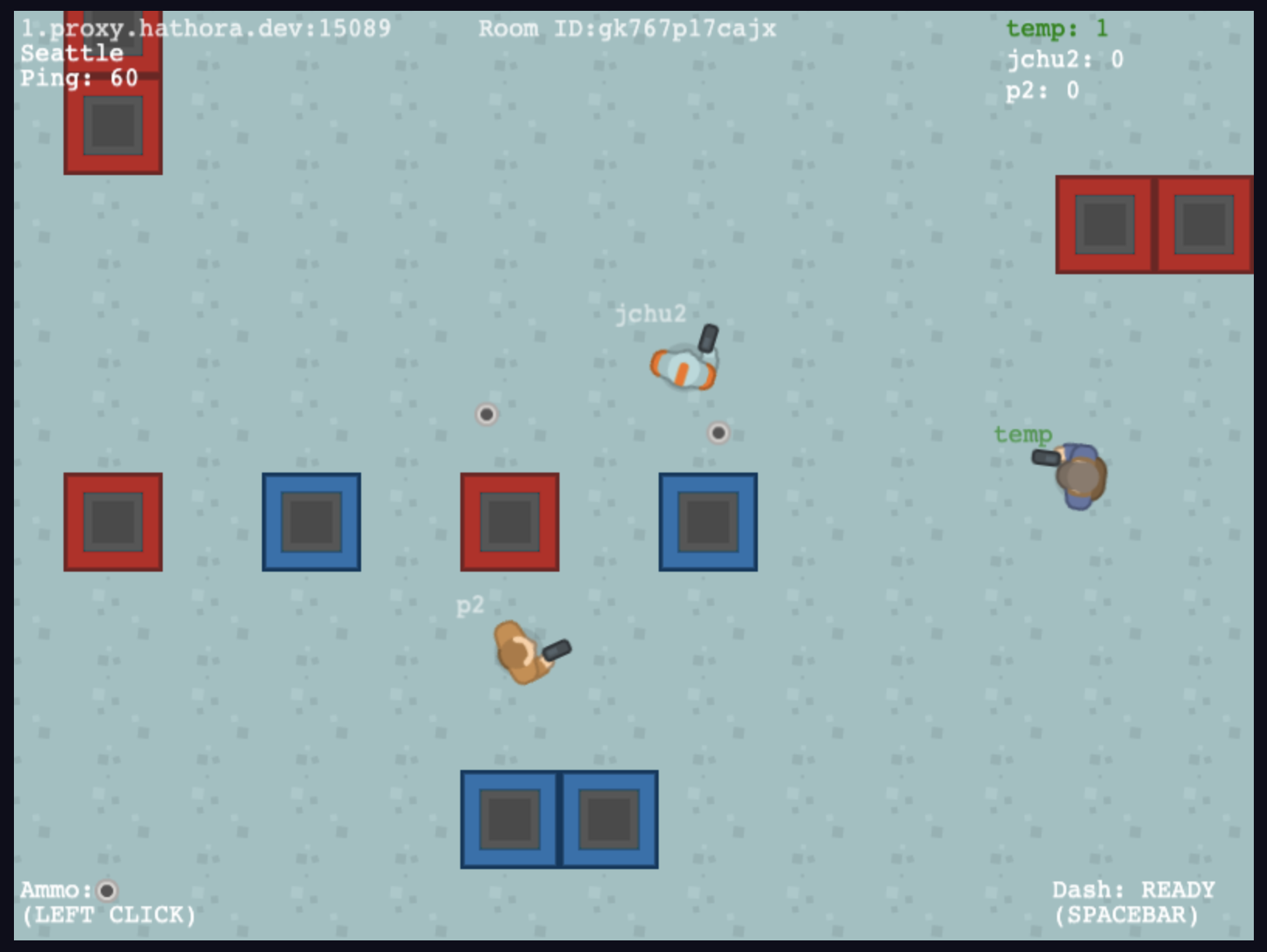 A screenshot of the completed top-down shooter game in action.