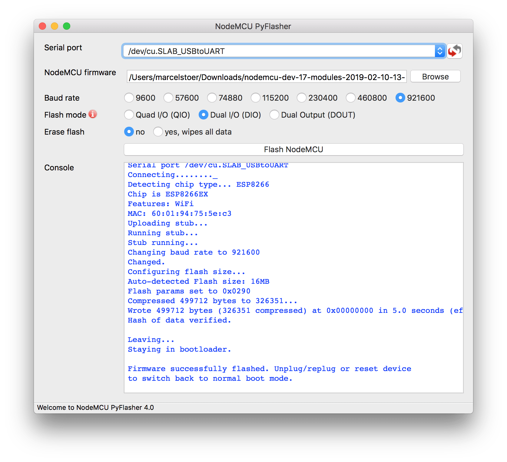 Image of NodeMCU PyFlasher GUI