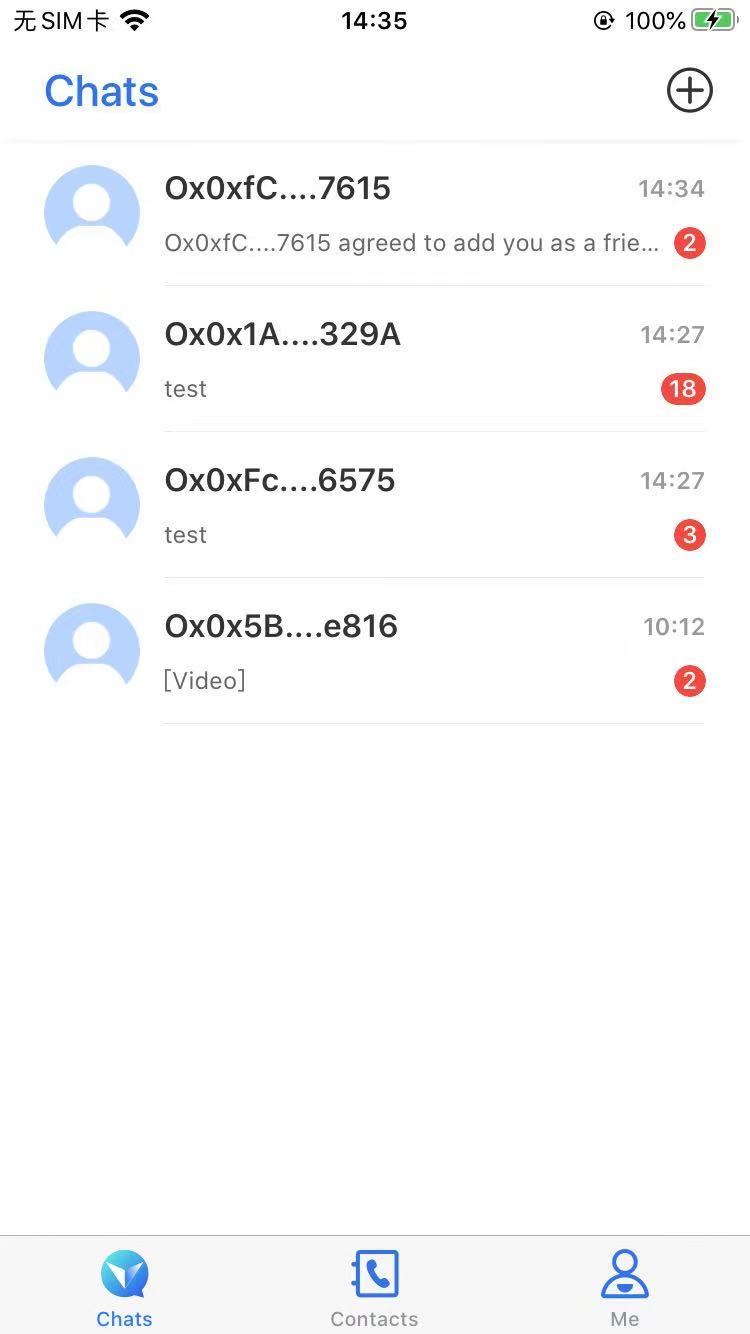 App screenshot - chat list