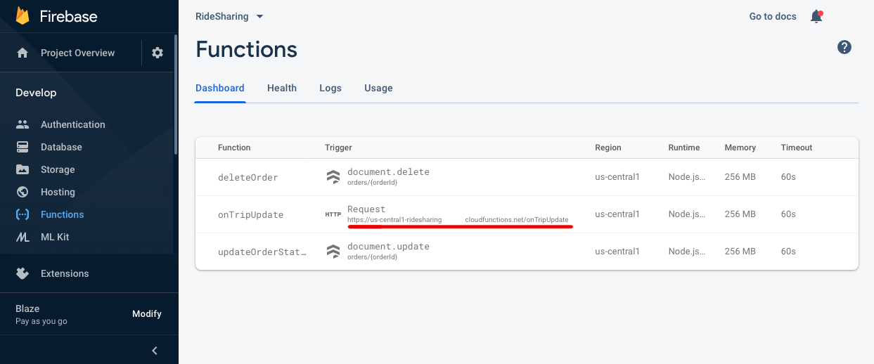 Functions Dashboard