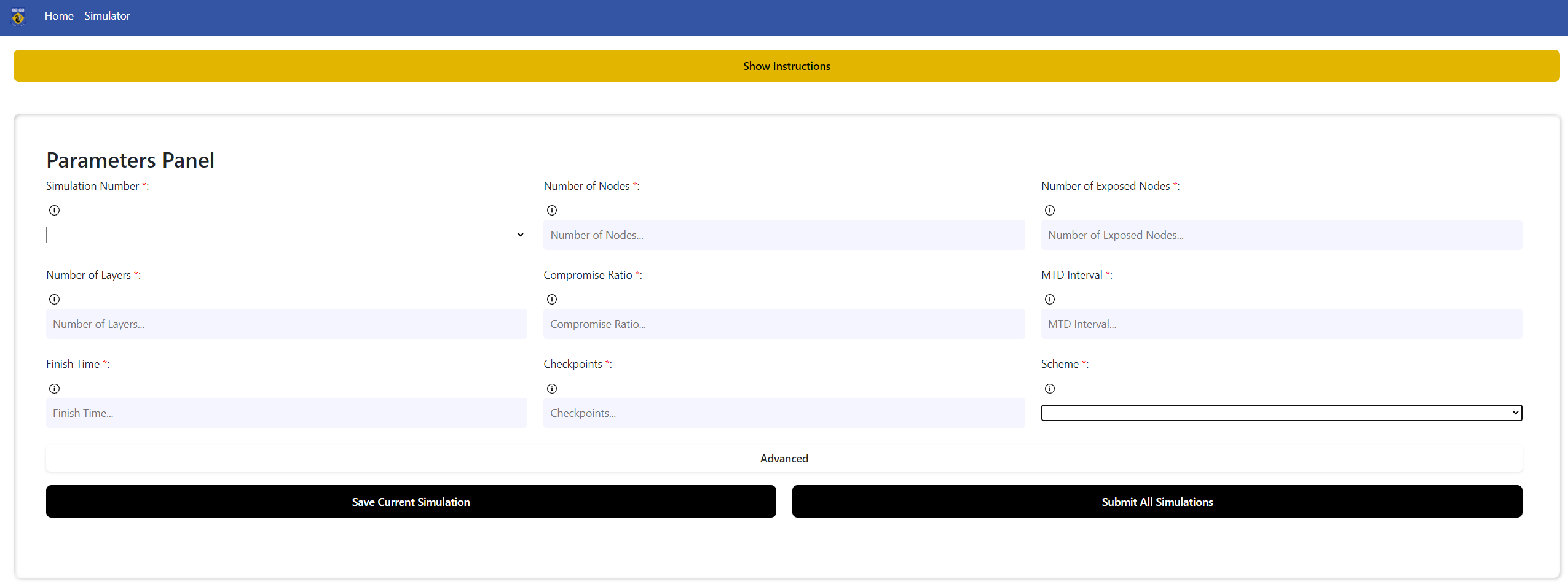 Parameter display panel