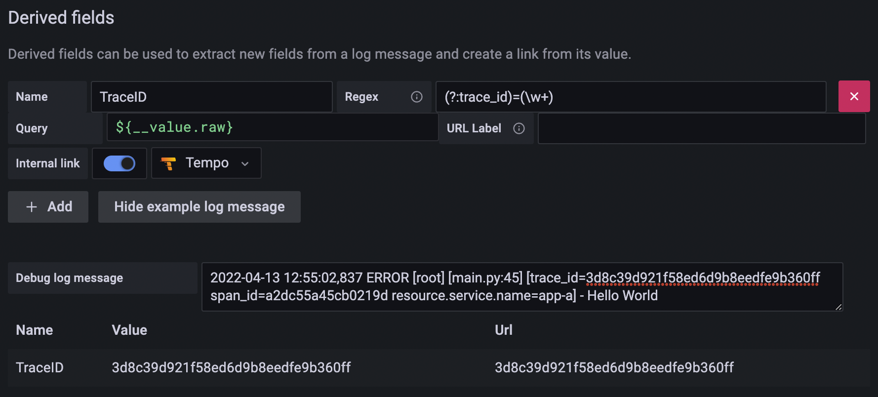 Data Source of Loki: Derived fields