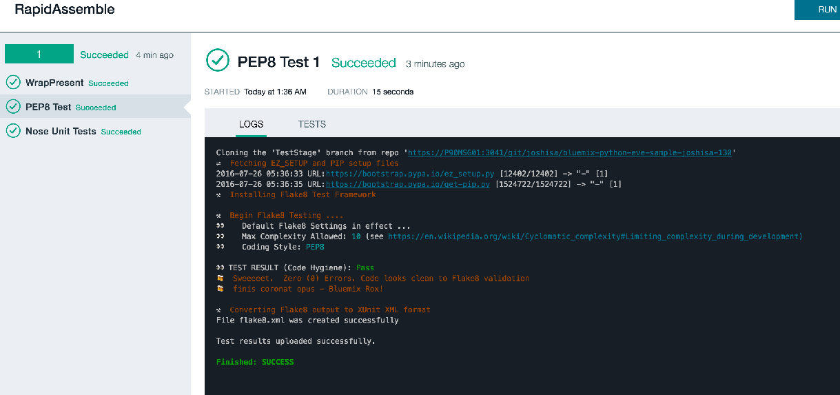 pep8 pipeline test job