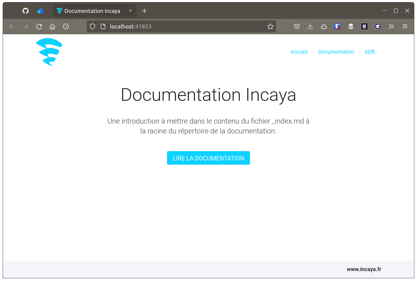 Le site de documentation vide