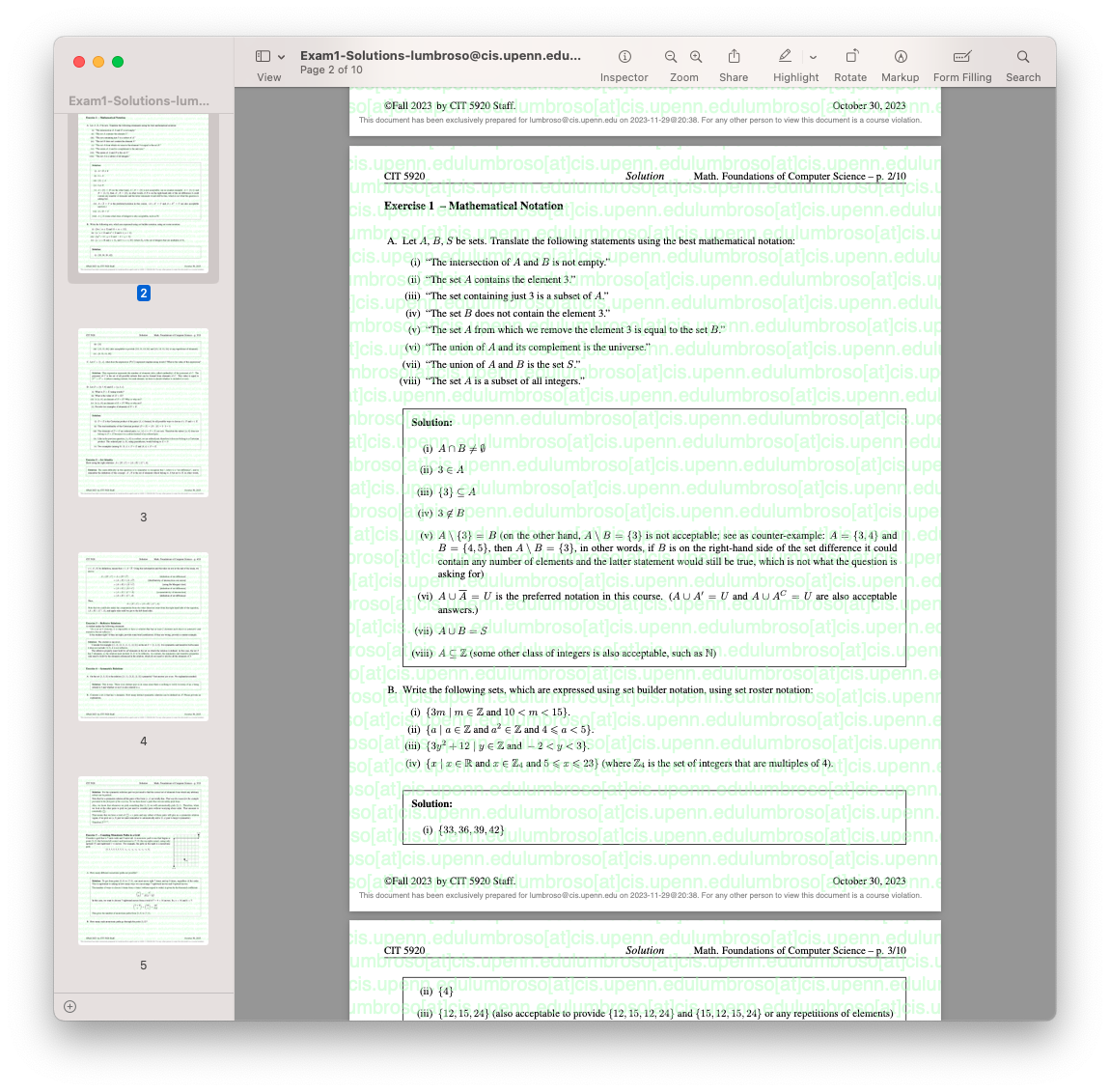 Screenshot of a sample document watermarked using IntegriMark