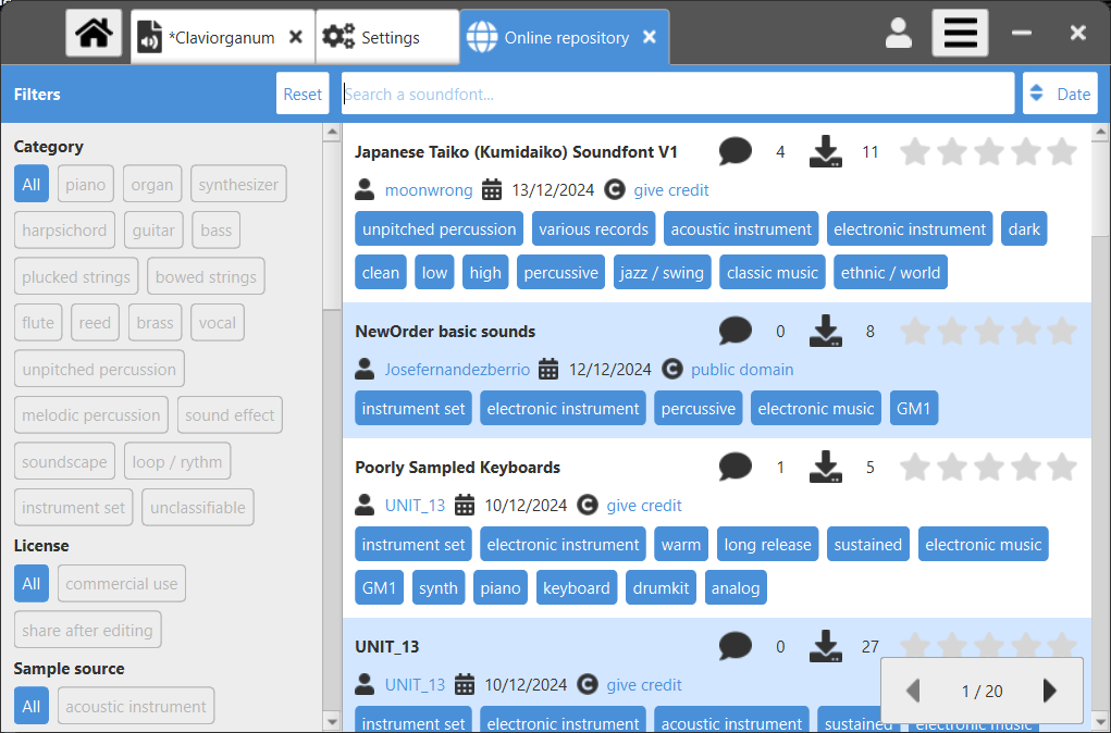 Soundfont browser