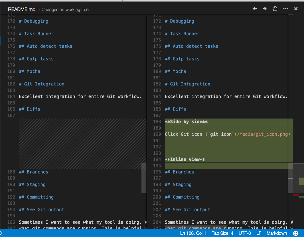 git diff side by side