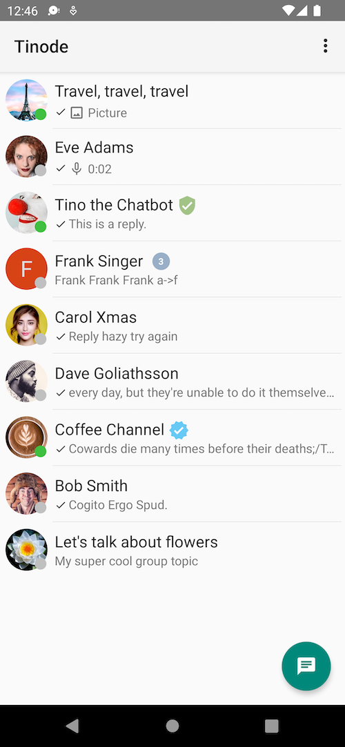 App screenshot - chat list