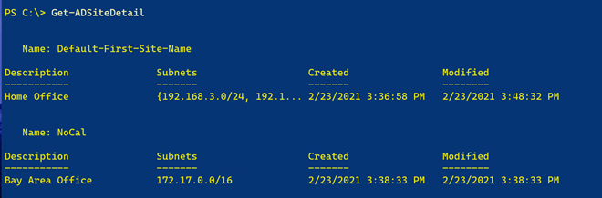 Get-ADSiteDetail