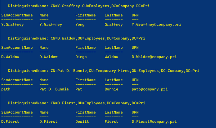 Get-ADUser names