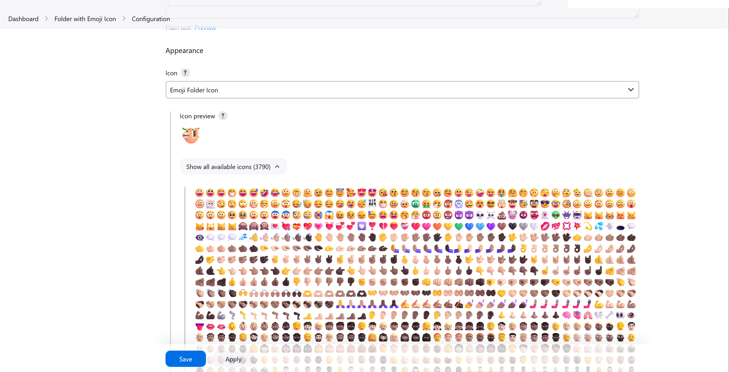 emoji folder icon configuration