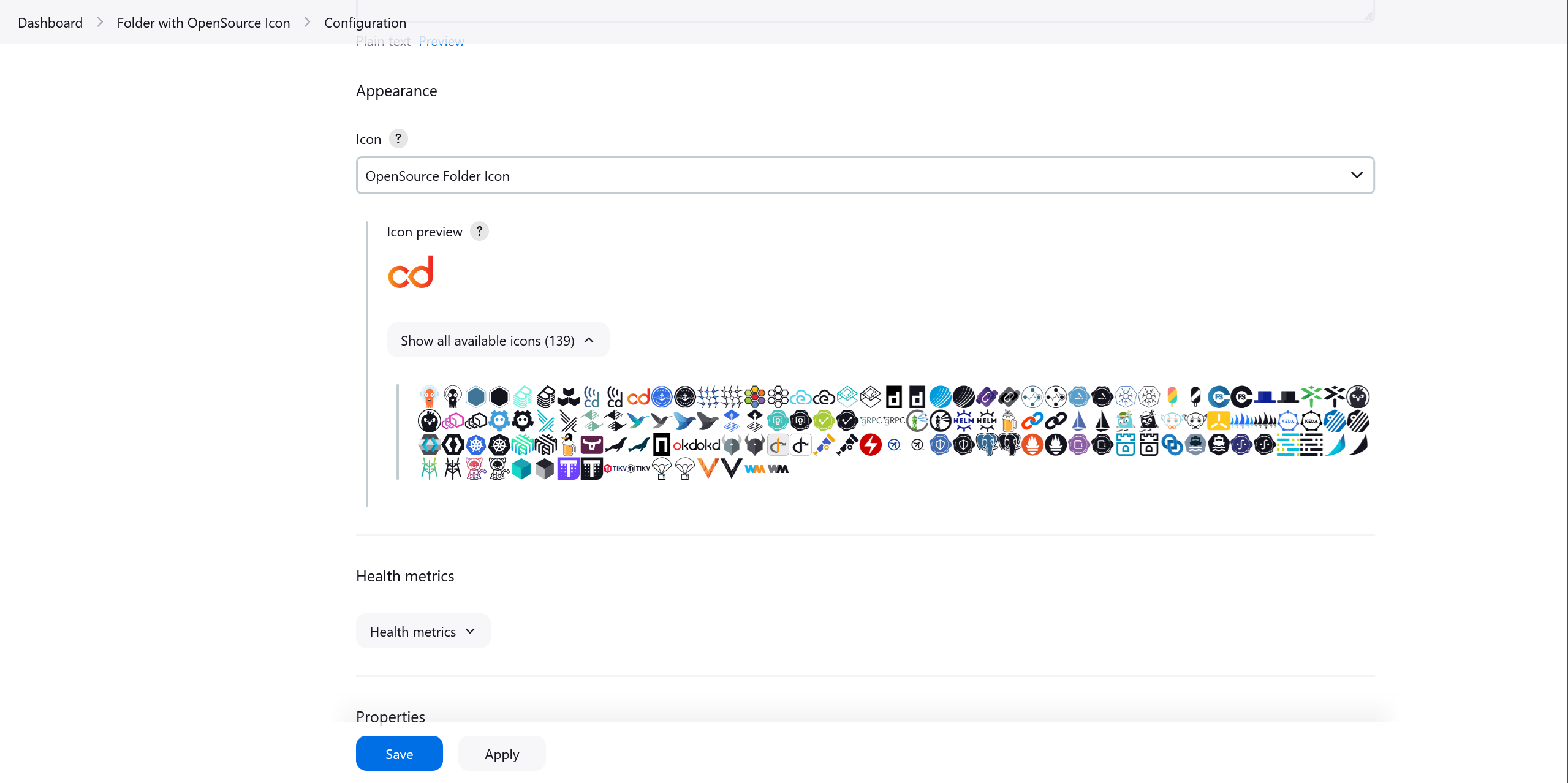 oss folder icon configuration