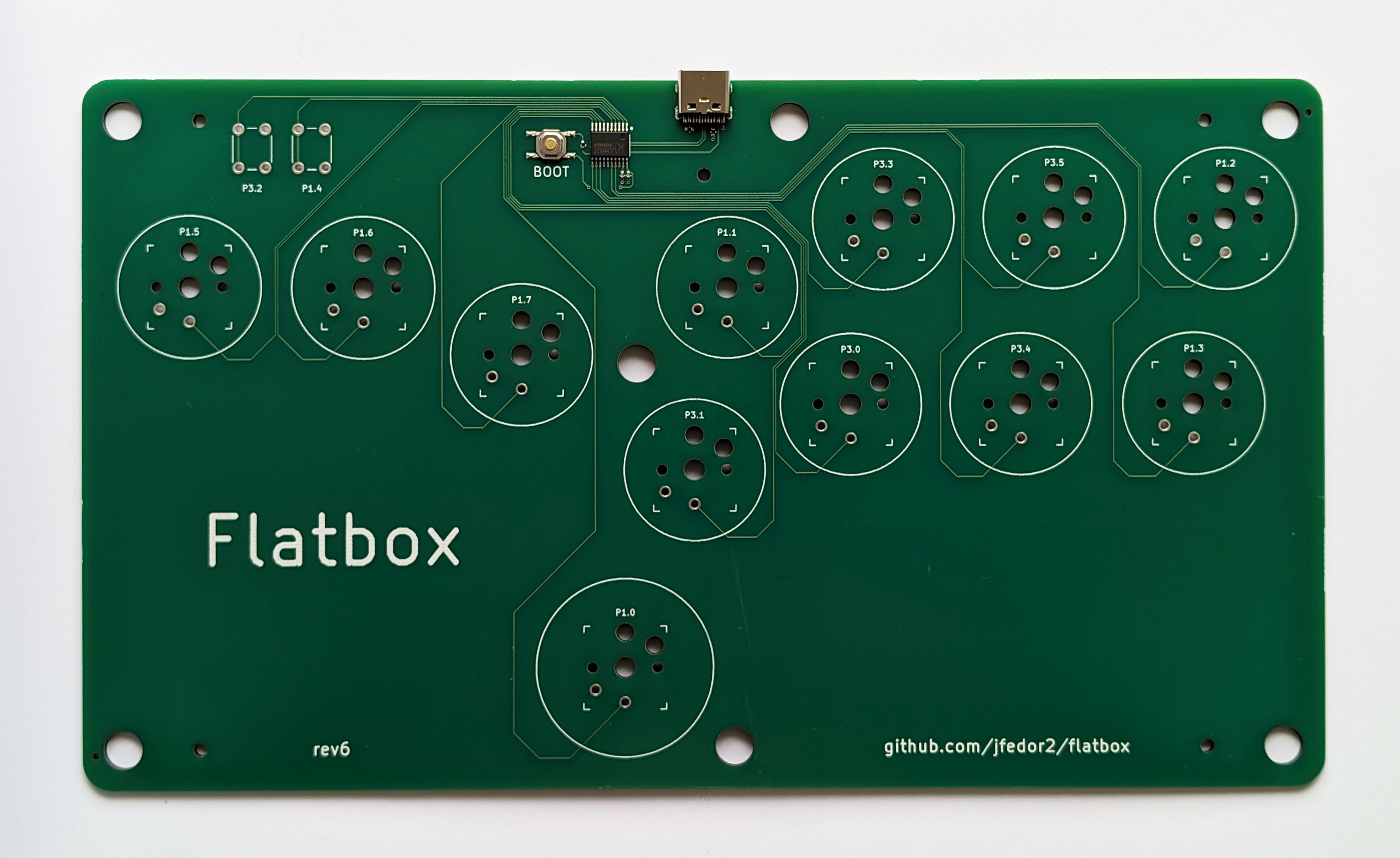 Flatbox rev6 PCB with SMD parts assembled