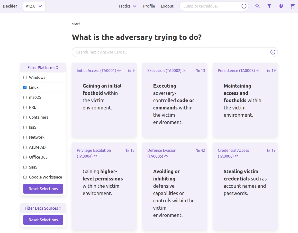 Decider's Question Tree Page