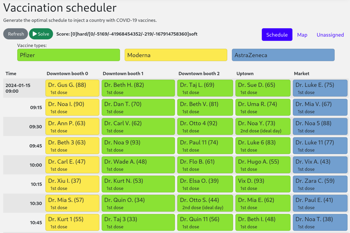 quarkus vaccination scheduling screenshot