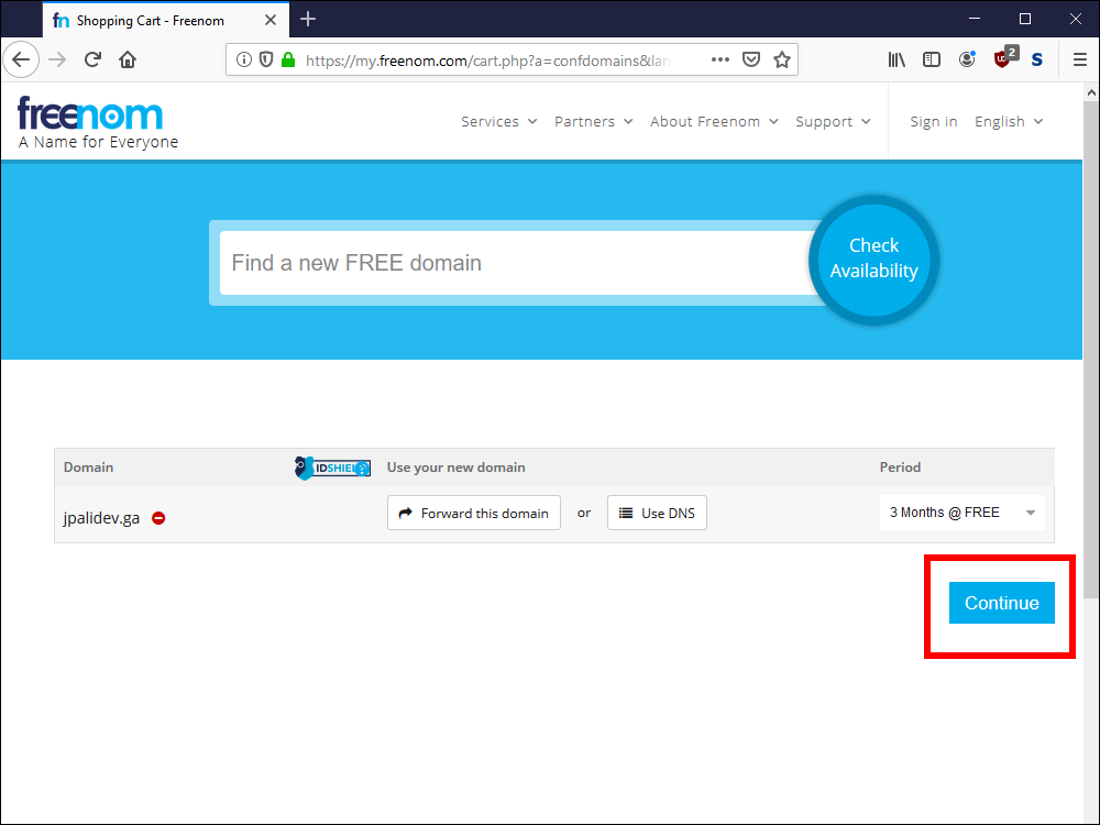 Freenom Continue