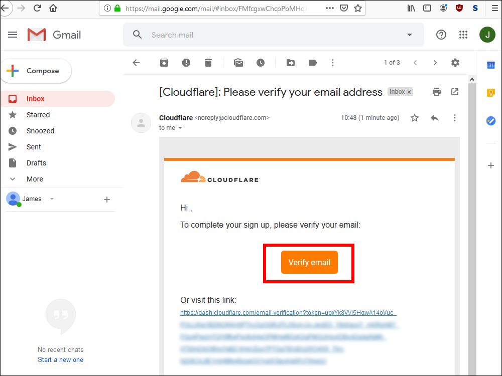 Cloudflare Verify email