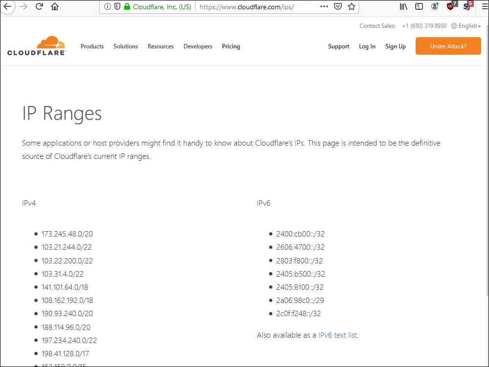 Cloudflare IP addresses